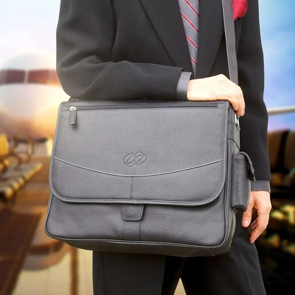 Premium Leather 14 MacBook Pro Messenger Bag w/Sleeve by Michael Santoro Design